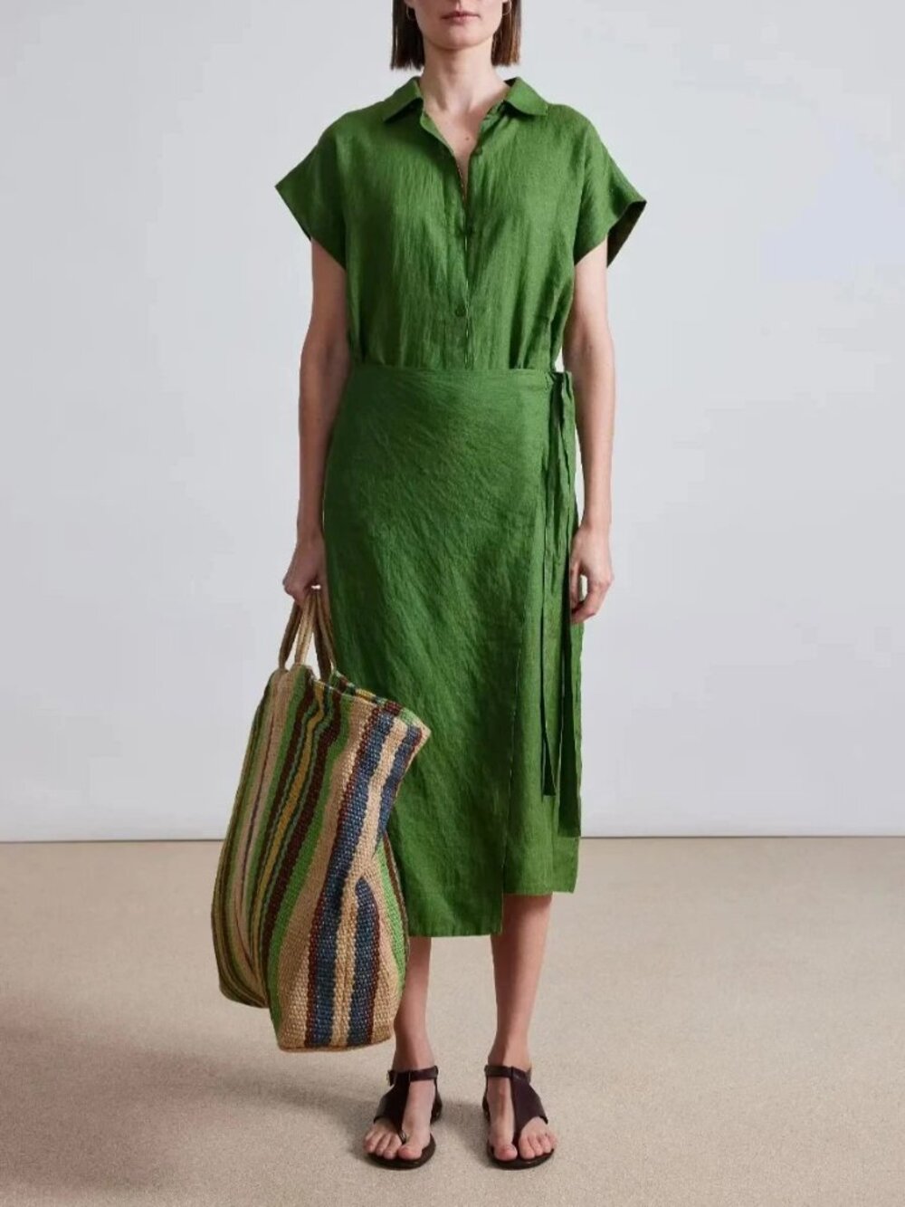 Apiece Apart New York Catania Wrap Linen Maxi Dress